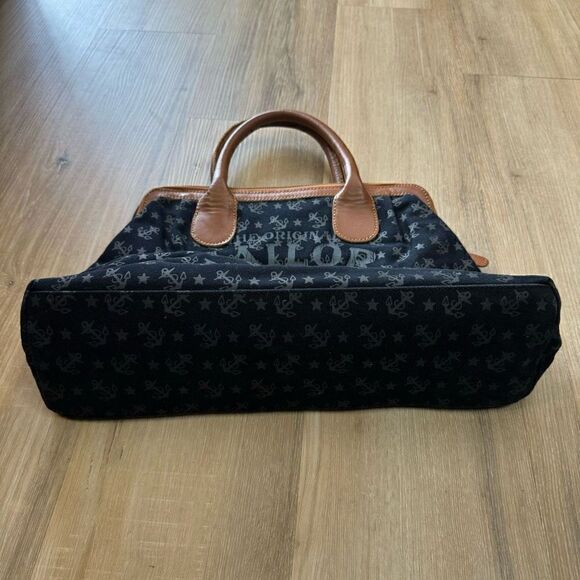 Sailor Jerry Artisan Crafted Blue Brown Leather Handle Tooled Shoulder Bag Purse - Picture 7 of 9